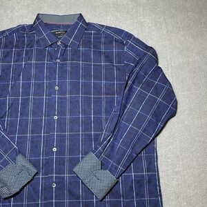 Bugatchi Dress Shirt Flip Cuff Classic Fit Long Sleeve Button Up Mens‎ Large